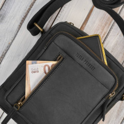 Listonoszka męska saszetka skórzana czarna vintage IM-01-HBL