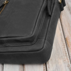 Listonoszka męska saszetka skórzana czarna vintage IM-01-HBL