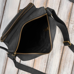 Listonoszka męska saszetka skórzana czarna vintage IM-01-HBL