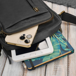 Listonoszka męska saszetka skórzana czarna vintage IM-01-HBL