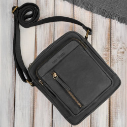 Listonoszka męska saszetka skórzana czarna vintage IM-01-HBL