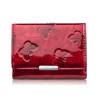 Portfel damski skórzany mały lakierowany z tłoczeniem w motyle czerwony SP-23-RD