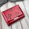 Portfel damski skórzany mały lakierowany z tłoczeniem w motyle czerwony SP-23-RD