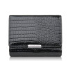 Portfel damski skórzany mały czarny lakierowany croco z ochroną RFID SP-23-CBL