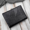 Portfel damski skórzany mały czarny lakierowany croco z ochroną RFID SP-23-CBL