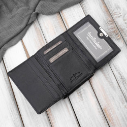 Portfel damski skórzany mały czarny lakierowany croco z ochroną RFID SP-23-CBL