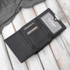 Portfel damski skórzany mały czarny lakierowany croco z ochroną RFID SP-23-CBL