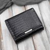 Portfel damski skórzany mały czarny lakierowany croco z ochroną RFID SP-23-CBL
