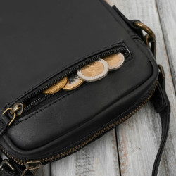 Saszetka męska skórzana na ramię czarna mała funkcjonalna Paolo Peruzzi IM-02-BL