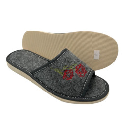 Kapcie damskie R.38 ekologiczny filc haftowane klapki domowe lekkie i ciepłe KD-06-GR-38