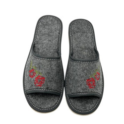 Kapcie damskie R.39 ekologiczny filc haftowane klapki domowe lekkie i ciepłe KD-06-GR-39