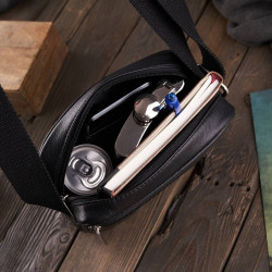 Zestaw prezentowy ZUP-76-BL saszetka męska na ramię T-74 skórzany portfel T-79