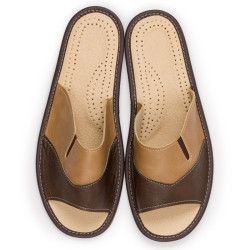 Kapcie męskie R.46 wsuwane skóra ekologiczna oddychająca wkładka antypoślizgowe KM-11-BR-46