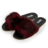 Kapcie damskie R.40 klapki z futerkiem bordowe modne i wygodne pantofle KD-03-RD-40