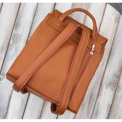 Plecaczek damski skórzany koniakowy mały plecak miejski Abruzzo ABR-42-CG