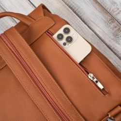 Plecaczek damski skórzany koniakowy mały plecak miejski Abruzzo ABR-42-CG