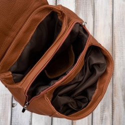 Plecaczek damski skórzany koniakowy mały plecak miejski Abruzzo ABR-42-CG