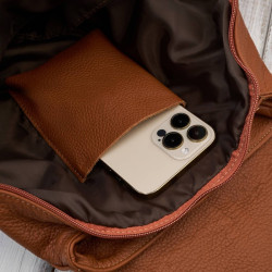 Plecaczek damski skórzany koniakowy mały plecak miejski Abruzzo ABR-42-CG