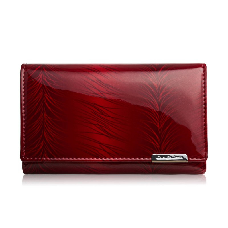 Czerwony skórzany portfel damski lakierowany SP-17-RD