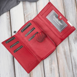 Czerwony skórzany portfel damski lakierowany SP-17-RD