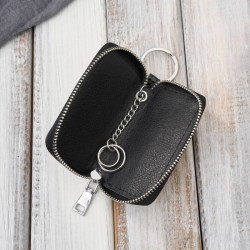 Skórzane etui na klucze czarne lakierowana skóra z tłoczeniem croco SP-22-CBL
