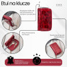 Skórzane etui na klucze czerwone, lakierowane z przyciemnianym wzorem SP-22-JRD