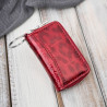 Skórzane etui na klucze czerwone, lakierowane z przyciemnianym wzorem SP-22-JRD