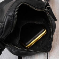 Saszetka męska skórzana na ramię klasyczna czarna mała funkcjonalna Paolo Peruzzi SL-03-BL