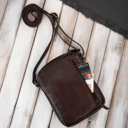 Saszetka męska skórzana na ramię klasyczna brązowa mała funkcjonalna Paolo Peruzzi SL-03-BR