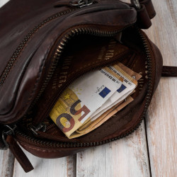 Saszetka męska skórzana na ramię klasyczna brązowa mała funkcjonalna Paolo Peruzzi SL-03-BR