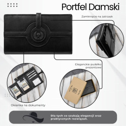 Portfel damski skórzany czarny duży w orientacji poziomej z RFID Paolo Peruzzi T-134-BL
