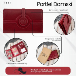 Portfel damski skórzany czerwony duży w orientacji poziomej z RFID Paolo Peruzzi T-134-RD