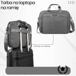 Torba na laptopa szara unisex materiałowa lekka do ręki na ramię AS-02-DGR