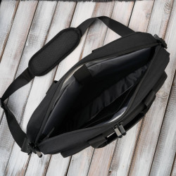 Torba na laptopa czarna unisex materiałowa lekka do ręki na ramię AS-02-BL