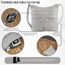 Torebka damska skórzana na ramię pojemna szara Paolo Peruzzi AY-23-GRE