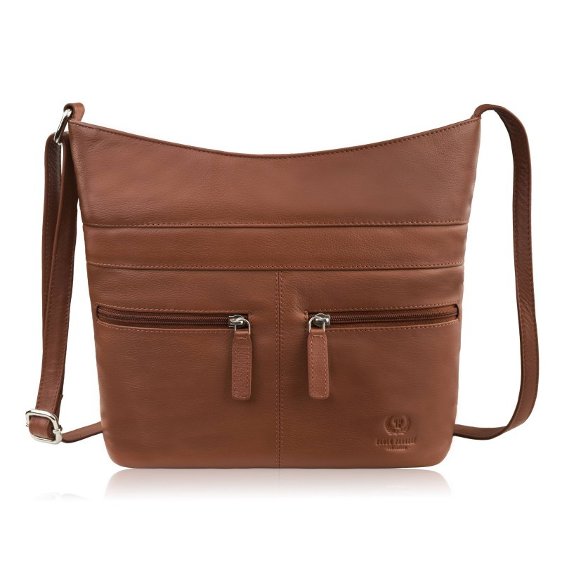 Torebka damska skórzana na ramię pojemna koniakowa Paolo Peruzzi AY-23-CG