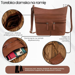 Torebka damska skórzana na ramię pojemna koniakowa Paolo Peruzzi AY-23-CG