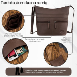 Torebka damska skórzana na ramię pojemna brązowa Paolo Peruzzi AY-23-BR