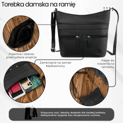 Torebka damska skórzana na ramię pojemna czarna Paolo Peruzzi AY-23-BL