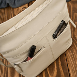 Torebka damska skórzana na ramię pojemna beżowa Paolo Peruzzi AY-23-BG