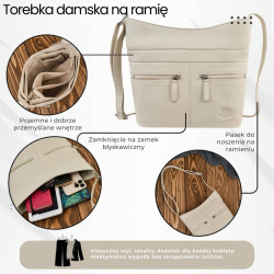 Torebka damska skórzana na ramię pojemna beżowa Paolo Peruzzi AY-23-BG