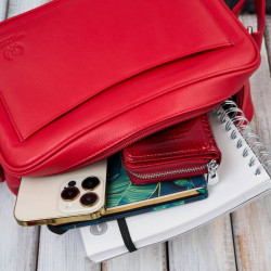 Torebka damska skórzana listonoszka na ramię czerwona Paolo Peruzzi AY-20-RD