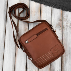 Listonoszka saszetka męska skórzana na ramię koniakowa Paolo Peruzzi AY-27-CG