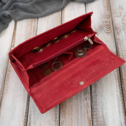 Portfel damski skórzany czerwony duży vintage w orientacji poziomej z RFID Paolo Peruzzi T-134-HRD