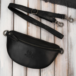 Saszetka damska skórzana nerka crossbody do ręki czarna Paolo Peruzzi SL-05-BL