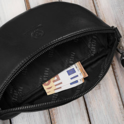 Saszetka damska skórzana nerka crossbody do ręki czarna Paolo Peruzzi SL-05-BL