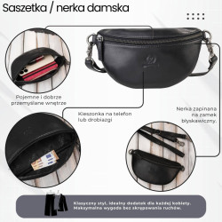 Saszetka damska skórzana nerka crossbody do ręki czarna Paolo Peruzzi SL-05-BL