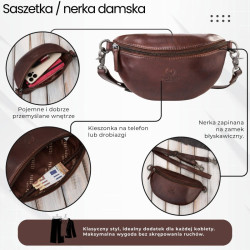 Saszetka damska skórzana nerka crossbody do ręki brązowa Paolo Peruzzi SL-05-BR