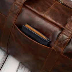 Torba podróżna męska skórzana duża pojemna koniakowa SL-10-CG