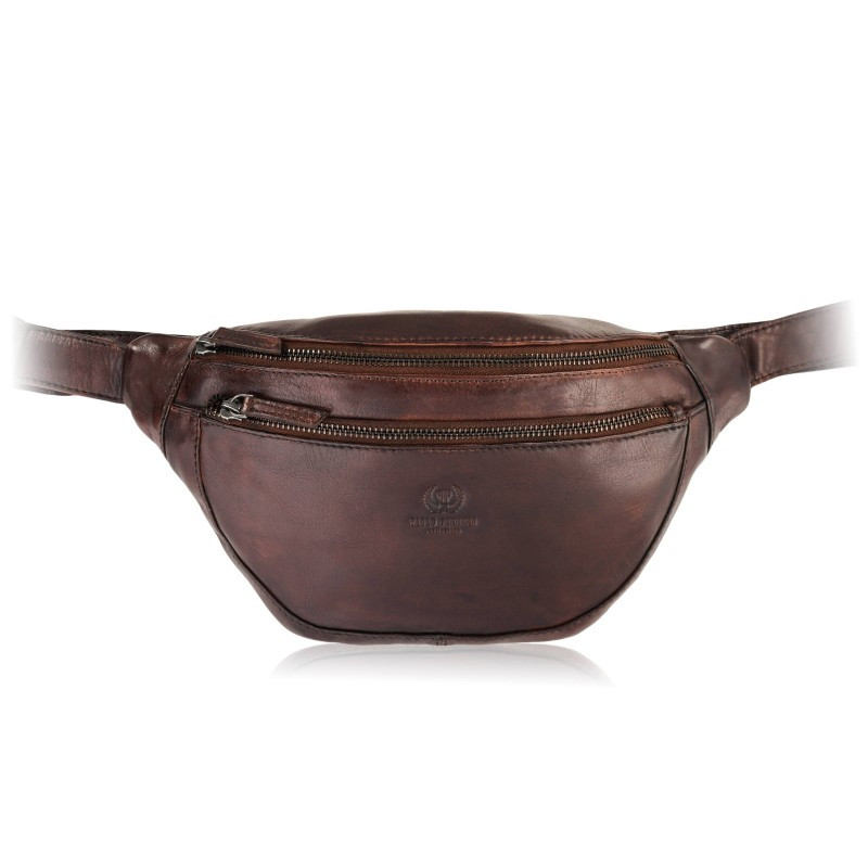 Saszetka męska nerka skórzana na pas brązowa Paolo Peruzzi SL-04-BR